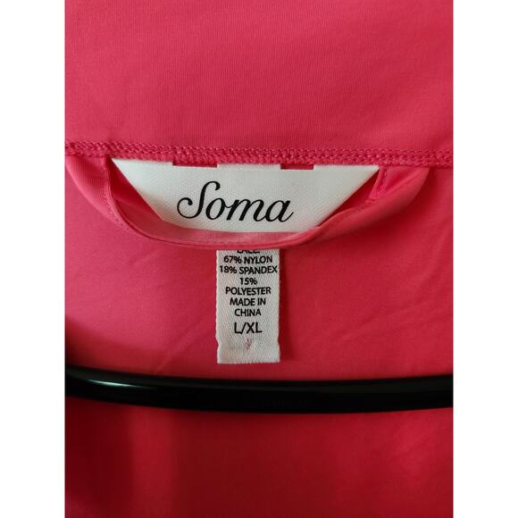 SOMA L/XL Cool Nights Kimono Sleeve Tie Front Robe Pink Lace Short Sleeve - Picture 4 of 7